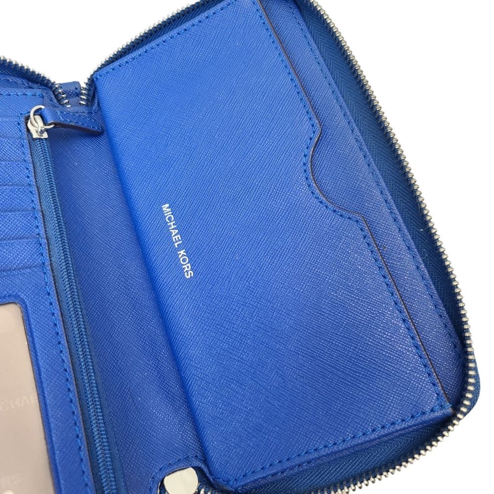 Michael Kors Jet Set Travel Electric Blue Leather Wristlet - Picture 5 of 16